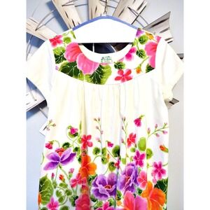 Vintage Ui-Maikai Hawaiian Floral Dress 100% Cotton Tropical Muumuu Pocket